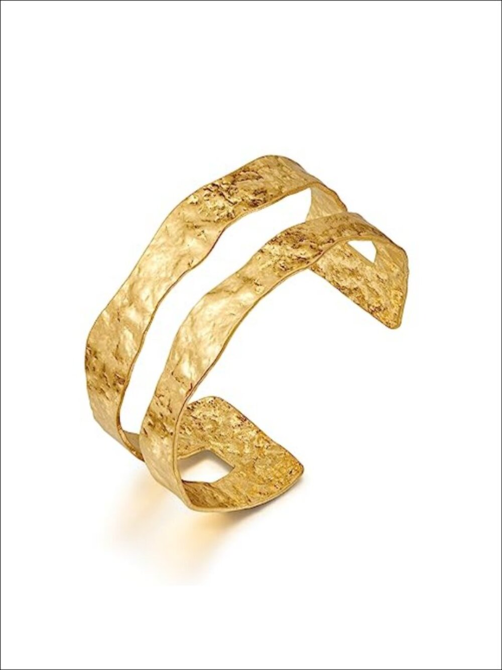 Chunky Hammered Open Cuff Bracelet Double-Layer Wide Wire Bangle Women's Jewelry